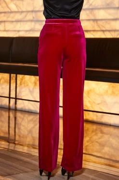 Raspberry Pink Velvet Wide Leg Trousers 10 Raspberry Pink Velvet Wide Leg Trousers -Trendora Shop web 2309 67 a23bw018pk0026 a23ow051pk0026 67 173