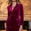 Raspberry Pink Velvet Blazer Dress