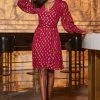 Raspberry Pink & Gold Metallic Spot Print Belted Wrap Dress