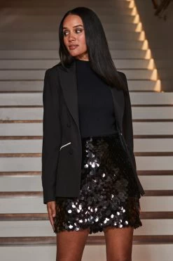 Black Premium Diamante Pocket Trim Tuxedo Blazer