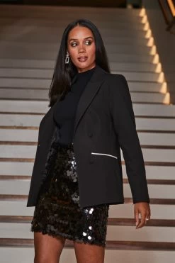 Black Statement Sequin Skirt -Trendora Shop web 2309 85 a22ow035bk0001 a23sw001bk0001 a23tk285bk0001 85 131 1 1