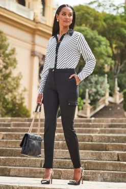 Black Ponte Tapered Cargo Trousers