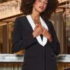 Black Contrast Shawl Collar Blazer