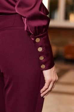 Burgundy Satin Cowl Neck Top -Trendora Shop web 2310 44 a23tw058rd0039 a23bw002rd0011 44 119