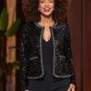 Black Premium Sequin Contrast Trim Jacket