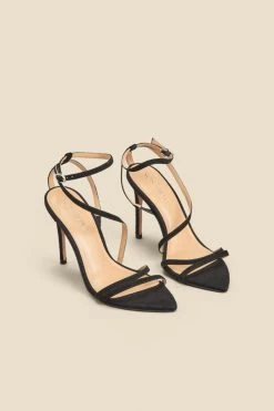 Black Suede Multi Strap Pointed Toe Stiletto Heel Sandals 9 Black Suede Multi Strap Pointed Toe Stiletto Heel Sandals -Trendora Shop web 2310 box a23fw064bk0001 b