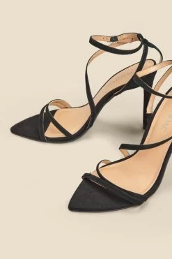 Black Suede Multi Strap Pointed Toe Stiletto Heel Sandals 11 Black Suede Multi Strap Pointed Toe Stiletto Heel Sandals -Trendora Shop web 2310 box a23fw064bk0001 d