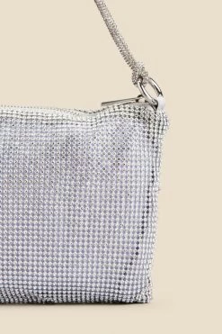 Silver Rhinestone Knot Detail Bag -Trendora Shop web 2311 box a23ac016mc0005 c