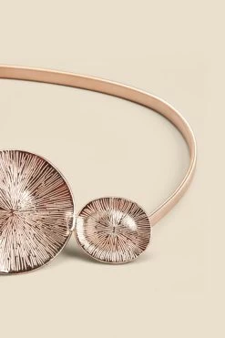 Gold Hammered Round Double Clasp Belt -Trendora Shop web 2311 box a23ac100mc0003 c