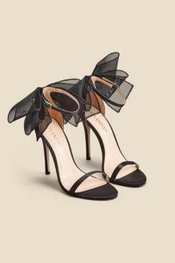 Black Stunning Bow Detail Stiletto Sandal -Trendora Shop web 2311 box a23fw085bk0001 b