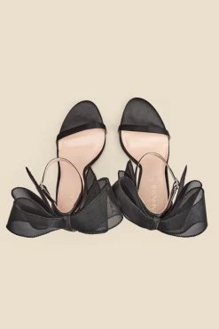 Black Stunning Bow Detail Stiletto Sandal -Trendora Shop web 2311 box a23fw085bk0001 c