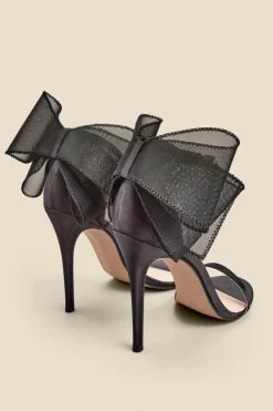 Black Stunning Bow Detail Stiletto Sandal -Trendora Shop web 2311 box a23fw085bk0001 d