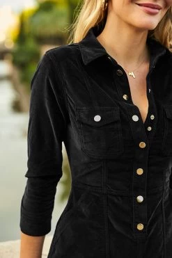 Black Luxe Velvet Popper Front Dress -Trendora Shop web 24 a21dd012 125 black rt