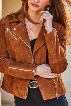 Tan Suede Biker Jacket 10 Tan Suede Biker Jacket -Trendora Shop web 26 s23ol011bn0004 185