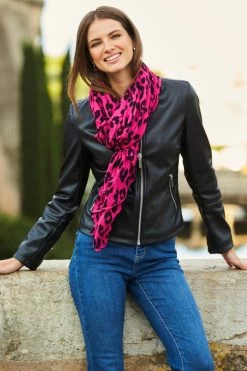 Hot Pink & Black Animal Print Scarf