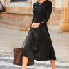 Black Leather Look Panelled A-Line Midi Skirt