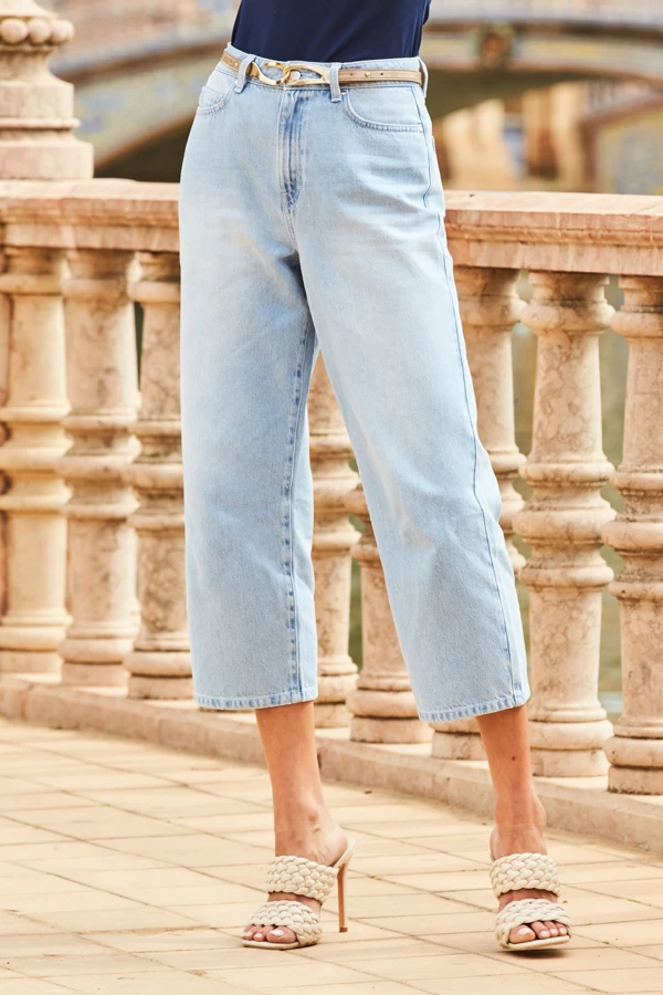 Light Wash Denim Culotte Jeans 2 Light Wash Denim Culotte Jeans - Image 2