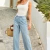 Light Wash Blue Wide Leg Jeans