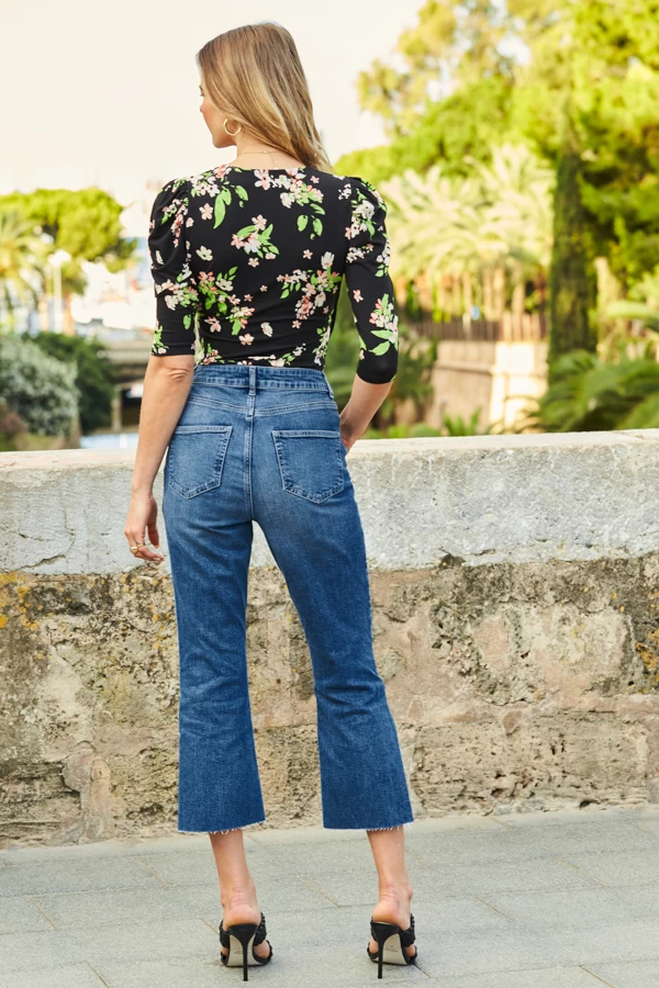 Mid Blue Cropped Kick Flare Jeans 2 Mid Blue Cropped Kick Flare Jeans - Image 2