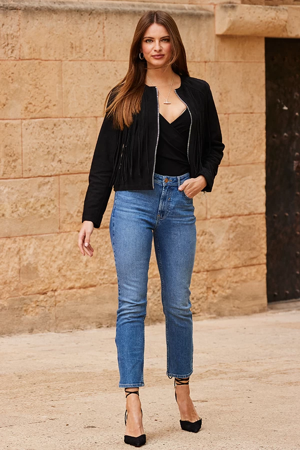 Black Suede Fringed Jacket 3 Black Suede Fringed Jacket - Image 3