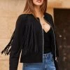Black Suede Fringed Jacket