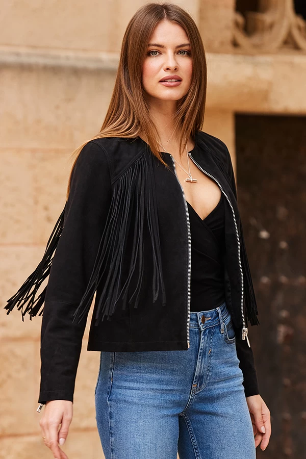 Black Suede Fringed Jacket 1 Black Suede Fringed Jacket