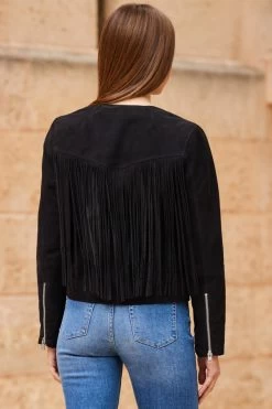 Black Suede Fringed Jacket 11 Black Suede Fringed Jacket -Trendora Shop web 63 s23op002bk0001 242