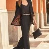 Black High Waisted Wide Leg Trousers