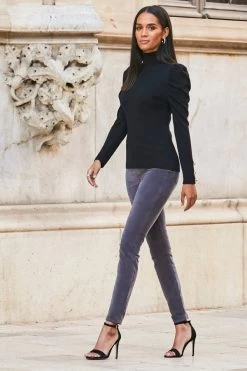 Grey Velvet Skinny Jeans -Trendora Shop web 79 a21tk581bk a20bd008gy 244