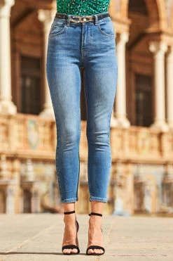 Mid Blue Cropped Perfect Skinny Jeans -Trendora Shop web 82 s22tj138gran01 s22bd200be0010 199