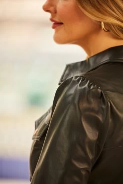 Black Rose Gold Popper Front Belted Leather Dress 11 Black Rose Gold Popper Front Belted Leather Dress -Trendora Shop web 85 s22dl055bk 171