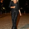 Black Sequin Wide Leg Trousers