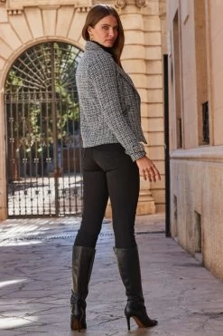 Black Luxe Tweed Biker Jacket -Trendora Shop web 92 a22ow025bk0001 237