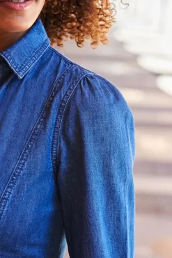 Mid Blue Popper Front Belted Denim Midi Dress -Trendora Shop web 97 a22dd001be0010 040