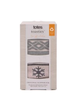 Grey & Pink Snowflake Print Totes Two Pack Slipper Socks -Trendora Shop web a23ac053mi0001 3