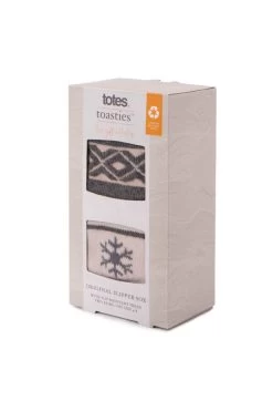 Grey & Pink Snowflake Print Totes Two Pack Slipper Socks -Trendora Shop web a23ac053mi0001 4