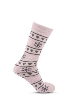 Grey & Pink Snowflake Print Totes Two Pack Slipper Socks -Trendora Shop web a23ac053mi0001 6