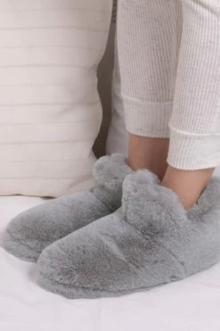 Grey Totes Faux Fur Boot Slippers
