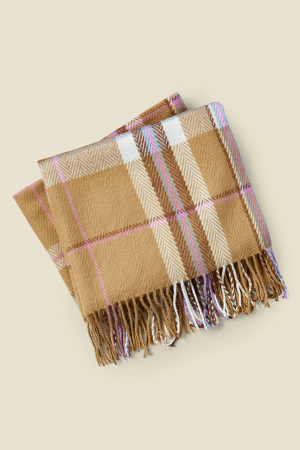 Ola Soft Beige Check Oversized Scarf 2 Ola Soft Beige Check Oversized Scarf - Image 2