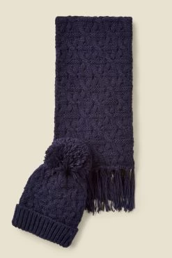 Bella Navy Blue Chunky Knitted Scarf -Trendora Shop web a21ac035be e