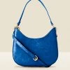 Cobalt Blue Croc Faux Leather Shoulder Bag
