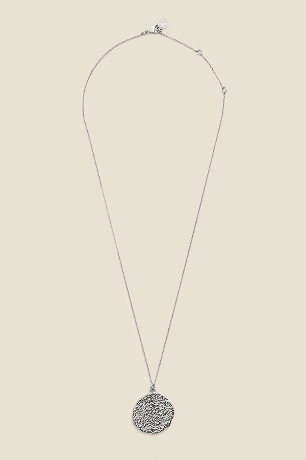 Silver Plated Hammered Pendant Necklace 2 Silver Plated Hammered Pendant Necklace - Image 2