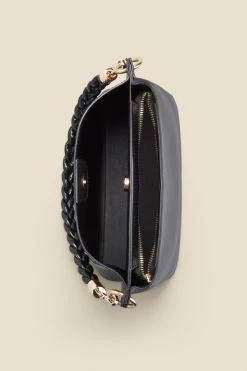 Black Faux Leather Twist Strap Detail Shoulder Bag -Trendora Shop web a21ac083bk d