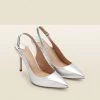 Sierra Silver Leather Slingback Court Shoe