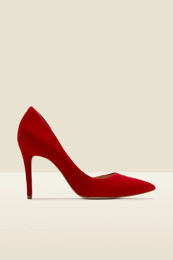 Isla Red Suede Cut Out Detail Stiletto Court Shoe 3 Isla Red Suede Cut Out Detail Stiletto Court Shoe - Image 3