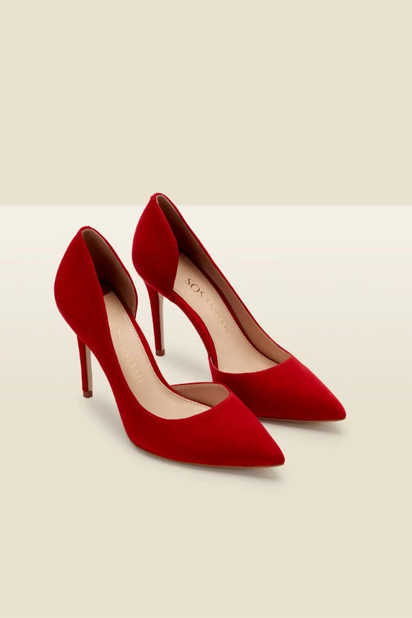 Isla Red Suede Cut Out Detail Stiletto Court Shoe 2 Isla Red Suede Cut Out Detail Stiletto Court Shoe - Image 2