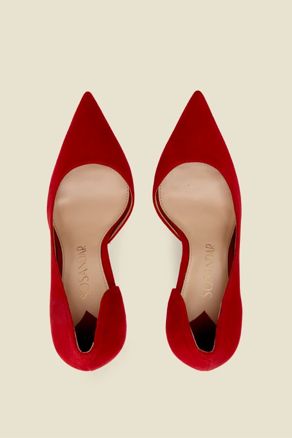Isla Red Suede Cut Out Detail Stiletto Court Shoe 4 Isla Red Suede Cut Out Detail Stiletto Court Shoe - Image 4