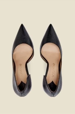 Isla Black Croc Leather Cut Out Detail Stiletto Court Shoe 6 Isla Black Croc Leather Cut Out Detail Stiletto Court Shoe -Trendora Shop web a21fw056bk0001 3