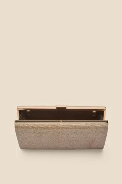 Champagne Gold Clasp Detail Box Clutch Bag -Trendora Shop web a22ac002cm c