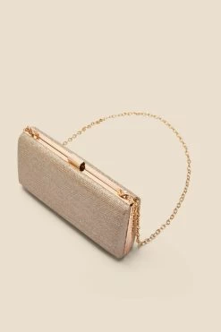 Champagne Gold Clasp Detail Box Clutch Bag -Trendora Shop web a22ac002cm d